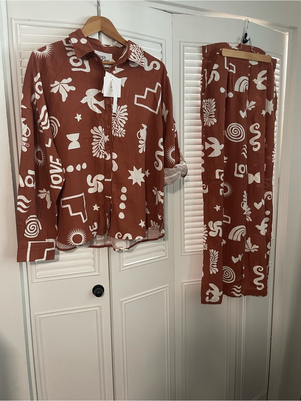 NWT! Paper Heart Linen Blend Palazzo Pant Set